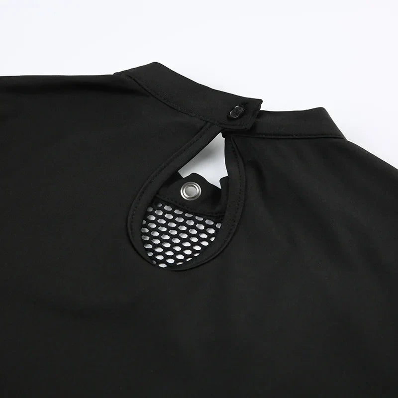 Y2K Goth High Neck Fishnet Top