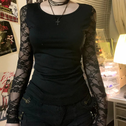 Y2K Goth Lace Back Top