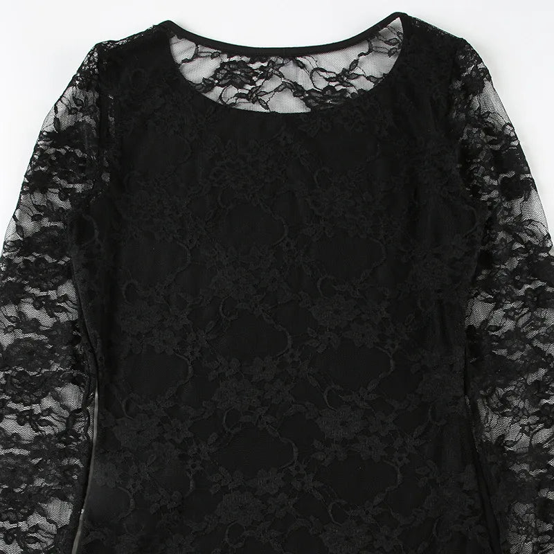 Y2K Goth Lace Back Top