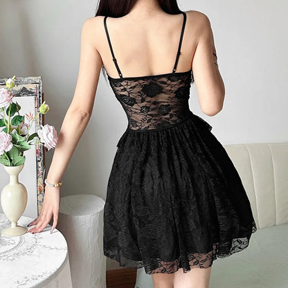 Y2K Goth Lace Corset Mini Dress