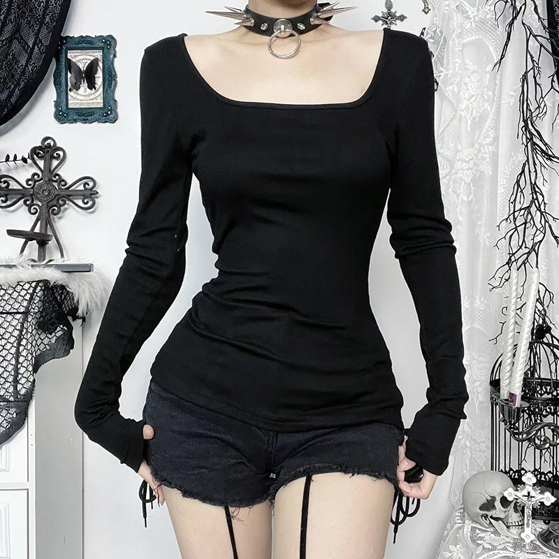 Y2K Goth Lace Cross Back Top