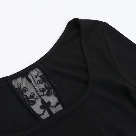 Y2K Goth Lace Cross Back Top
