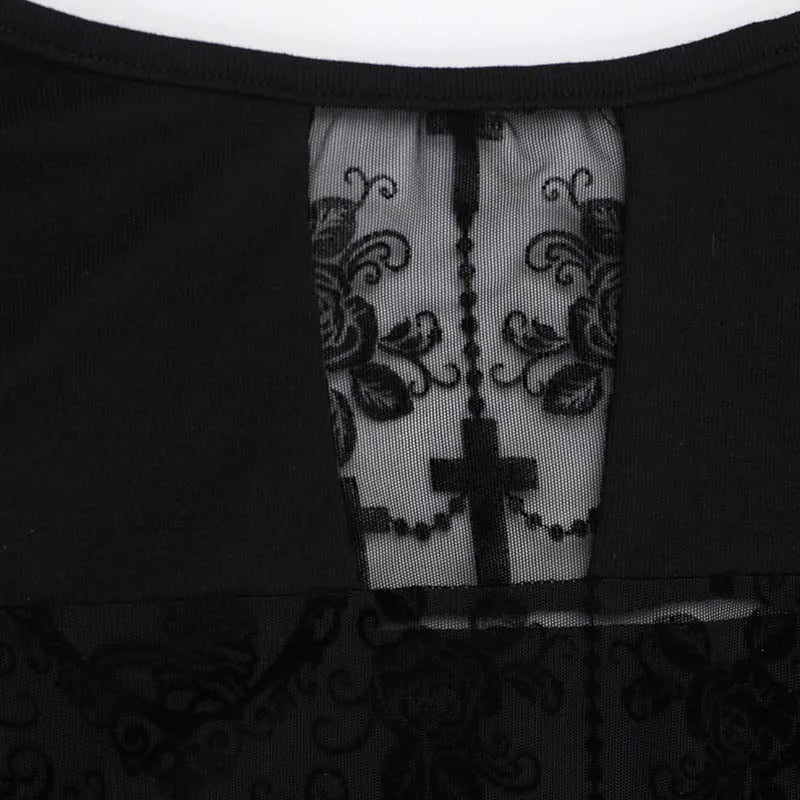 Y2K Goth Lace Cross Back Top