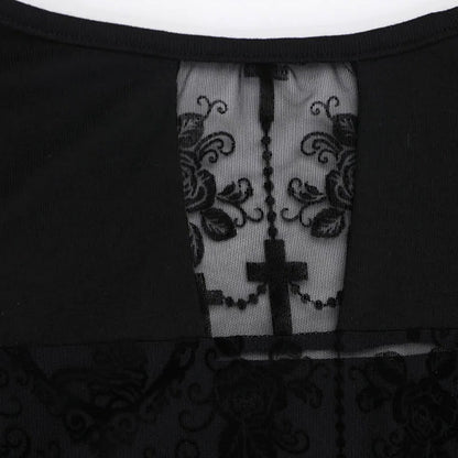 Y2K Goth Lace Cross Back Top