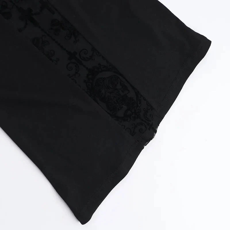 Y2K Goth Lace Cross Back Top