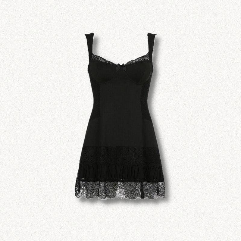 Y2K Goth Lace Mini Dress
