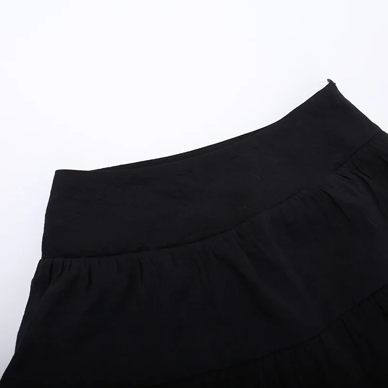 Y2K Goth Layered Asymmetrical Maxi Skirt