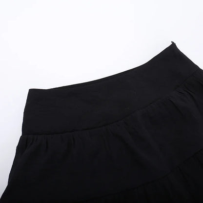 Y2K Goth Layered Asymmetrical Maxi Skirt