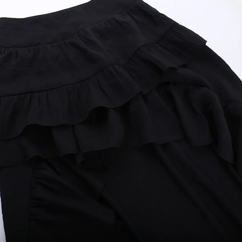 Y2K Goth Layered Asymmetrical Maxi Skirt