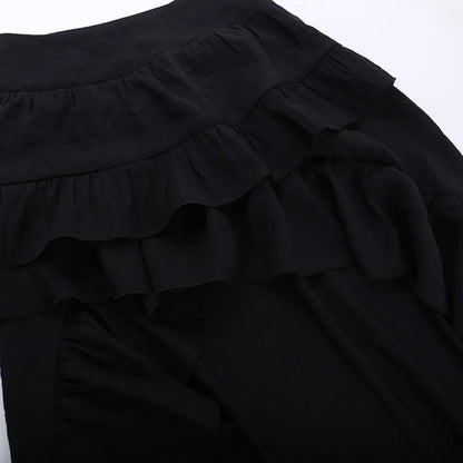 Y2K Goth Layered Asymmetrical Maxi Skirt