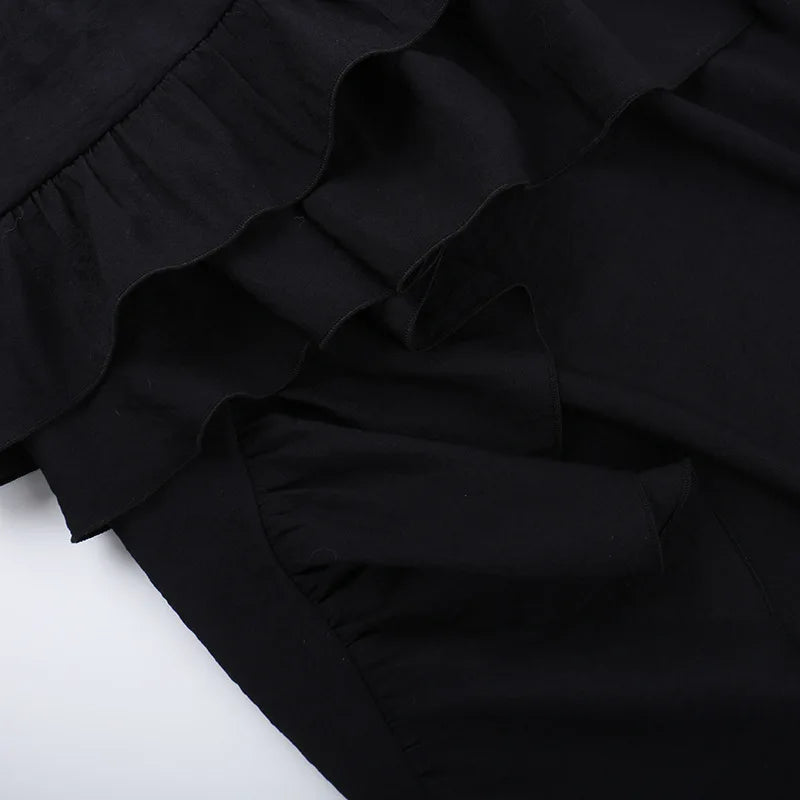 Y2K Goth Layered Asymmetrical Maxi Skirt