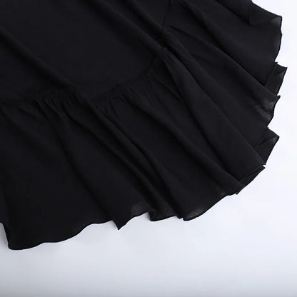 Y2K Goth Layered Asymmetrical Maxi Skirt