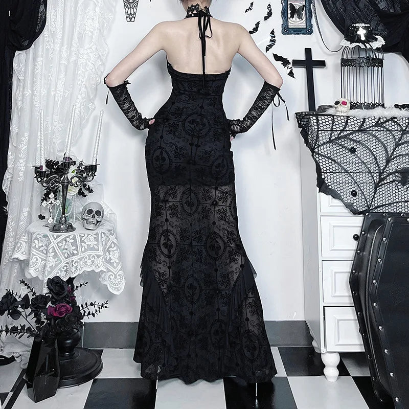 Y2K Goth Mermaid Maxi Dresses