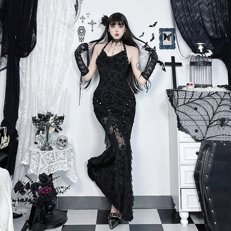 Y2K Goth Mermaid Maxi Dresses
