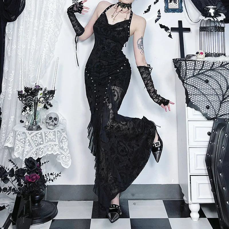 Y2K Goth Mermaid Maxi Dresses
