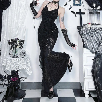 Y2K Goth Mermaid Maxi Dresses