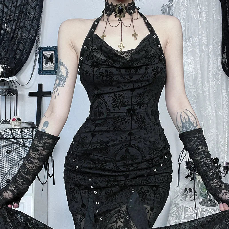 Y2K Goth Mermaid Maxi Dresses