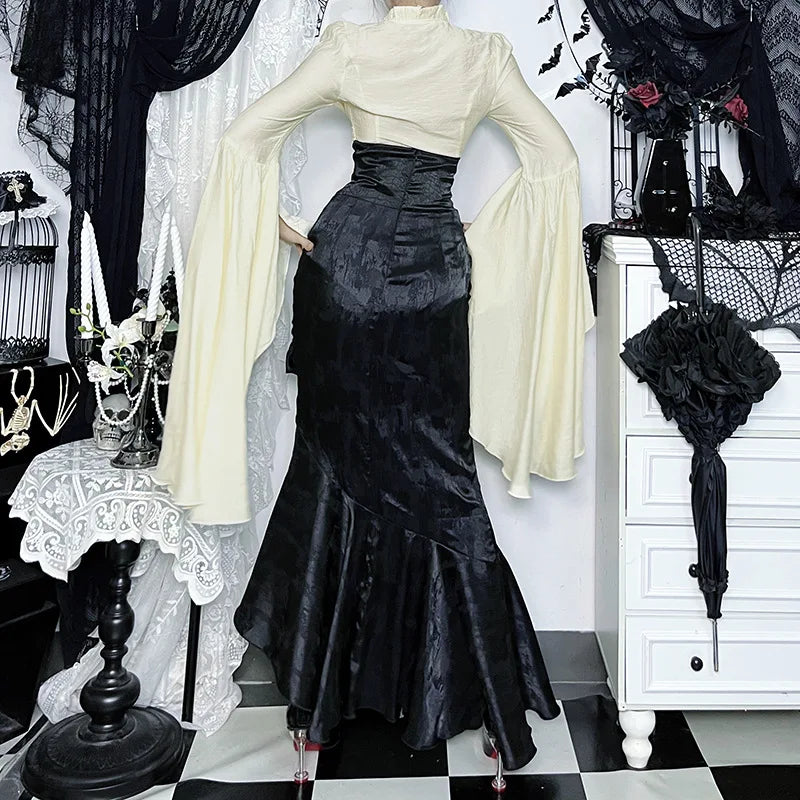 Y2K Goth Mermaid Maxi Skirt