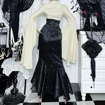 Y2K Goth Mermaid Maxi Skirt