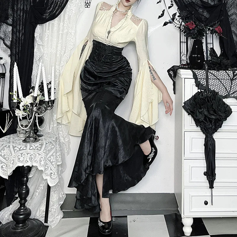 Y2K Goth Mermaid Maxi Skirt