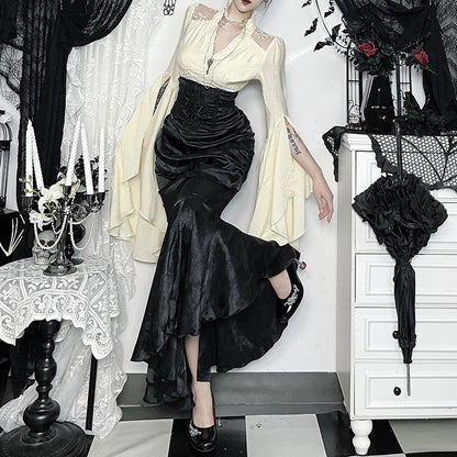 Y2K Goth Mermaid Maxi Skirt