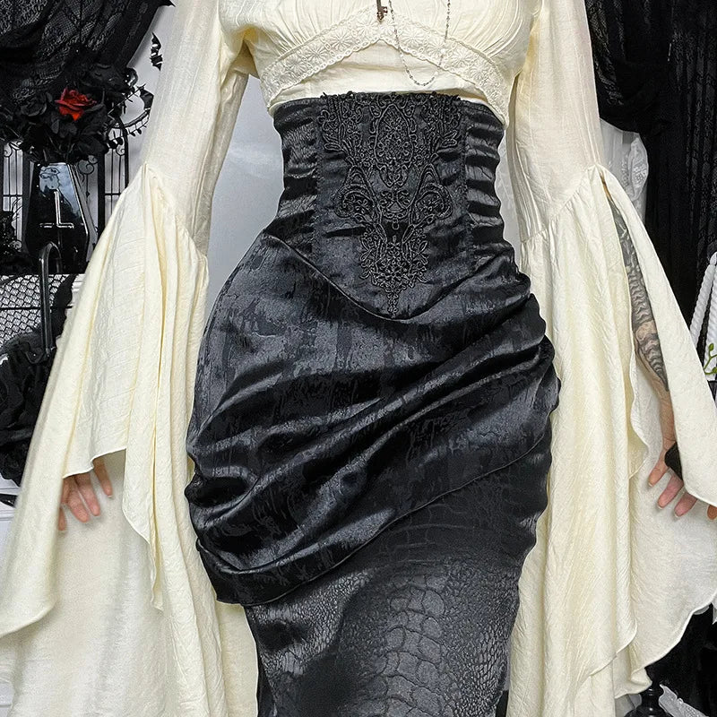 Y2K Goth Mermaid Maxi Skirt