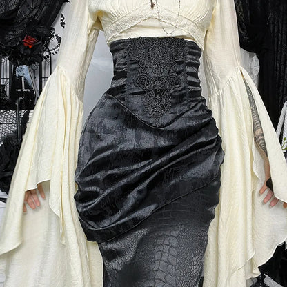 Y2K Goth Mermaid Maxi Skirt
