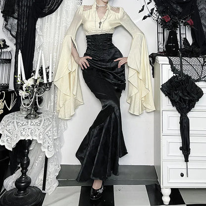Y2K Goth Mermaid Maxi Skirt