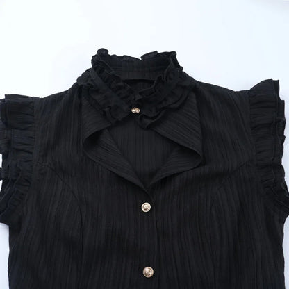 Y2K Goth Pleated Fitted Shirt