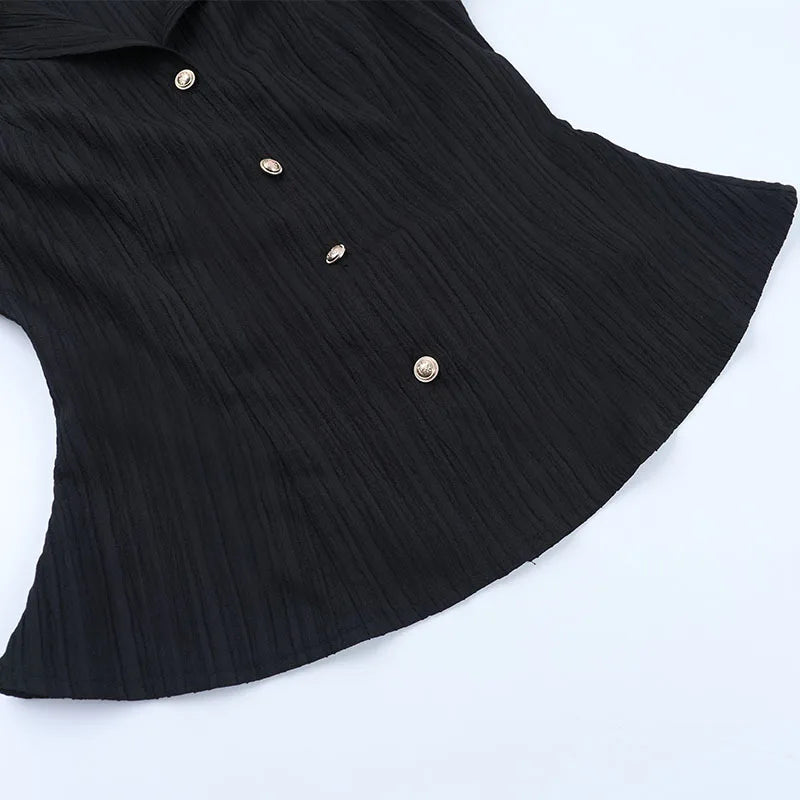 Y2K Goth Pleated Fitted Shirt