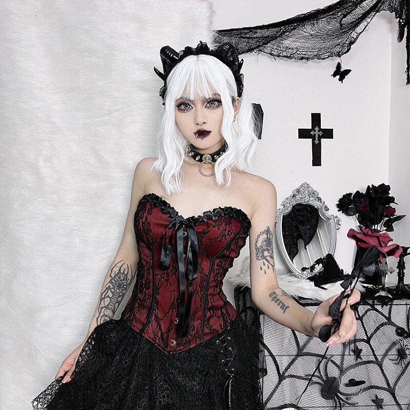 Goth Corset Top with Ribbon Detail