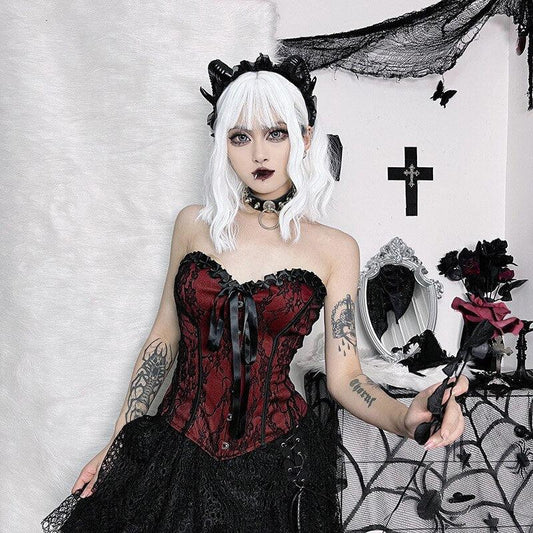 Goth Corset Top with Ribbon Detail