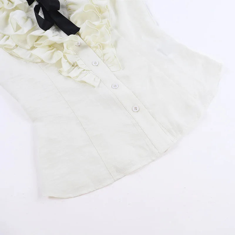 Y2K Goth Ruffle Shirt
