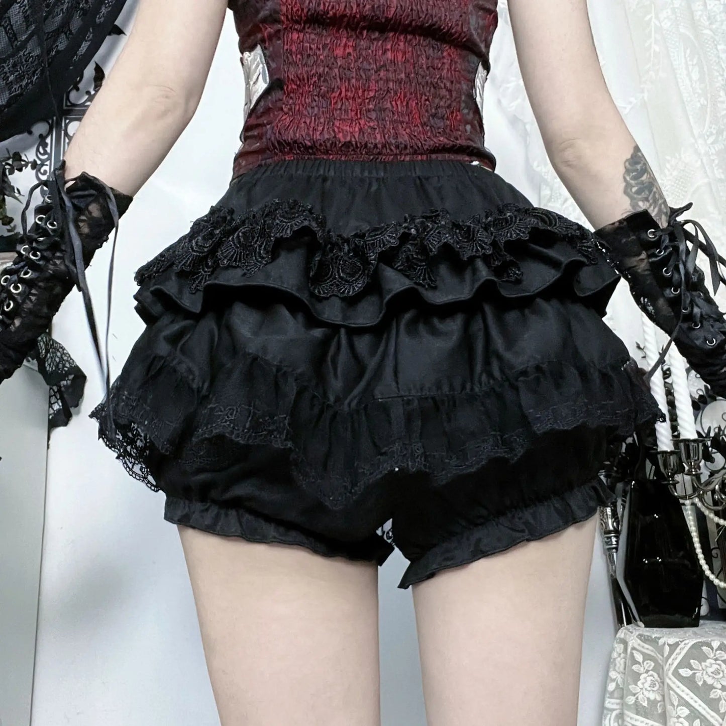 Y2K Goth Ruffle Skort