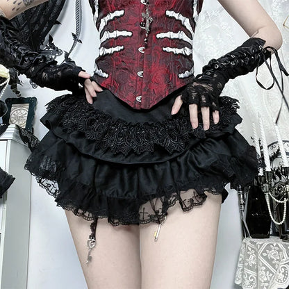 Y2K Goth Ruffle Skort