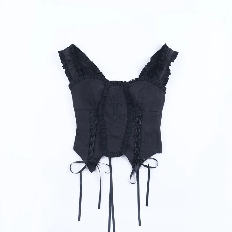 Y2K Goth Ruffled Corset Top