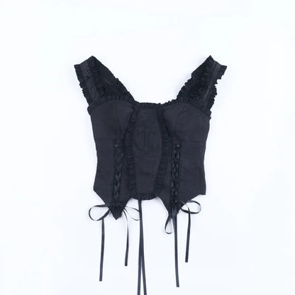 Y2K Goth Ruffled Corset Top