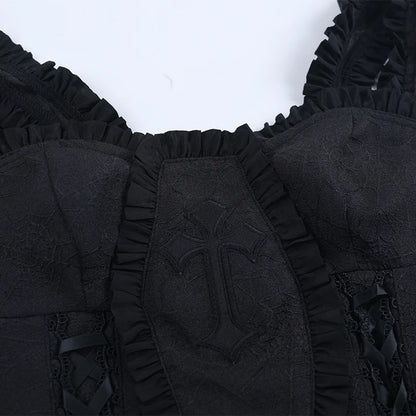 Y2K Goth Ruffled Corset Top