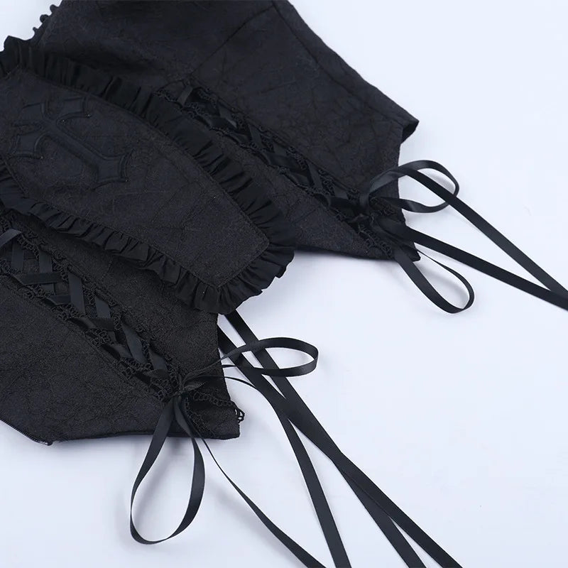 Y2K Goth Ruffled Corset Top