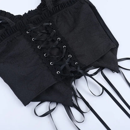 Y2K Goth Ruffled Corset Top