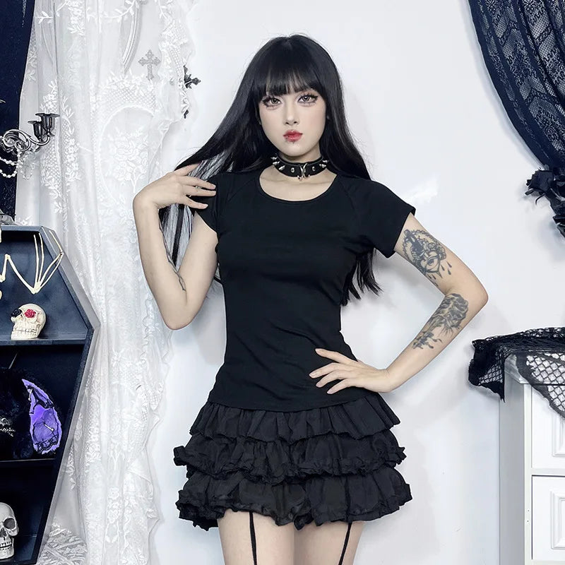 Y2K Goth Sheer Back Top
