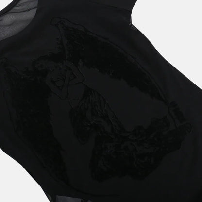 Y2K Goth Sheer Back Top