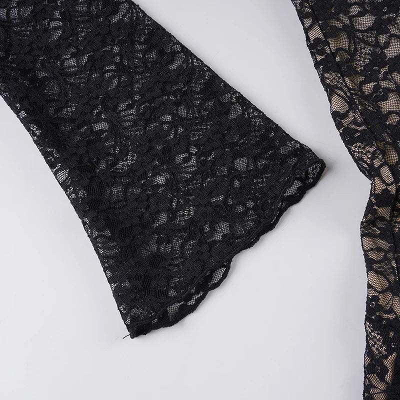 Y2K Goth Sheer Lace Mini Dress