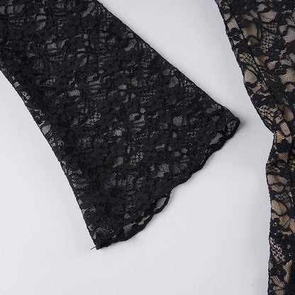 Y2K Goth Sheer Lace Mini Dress