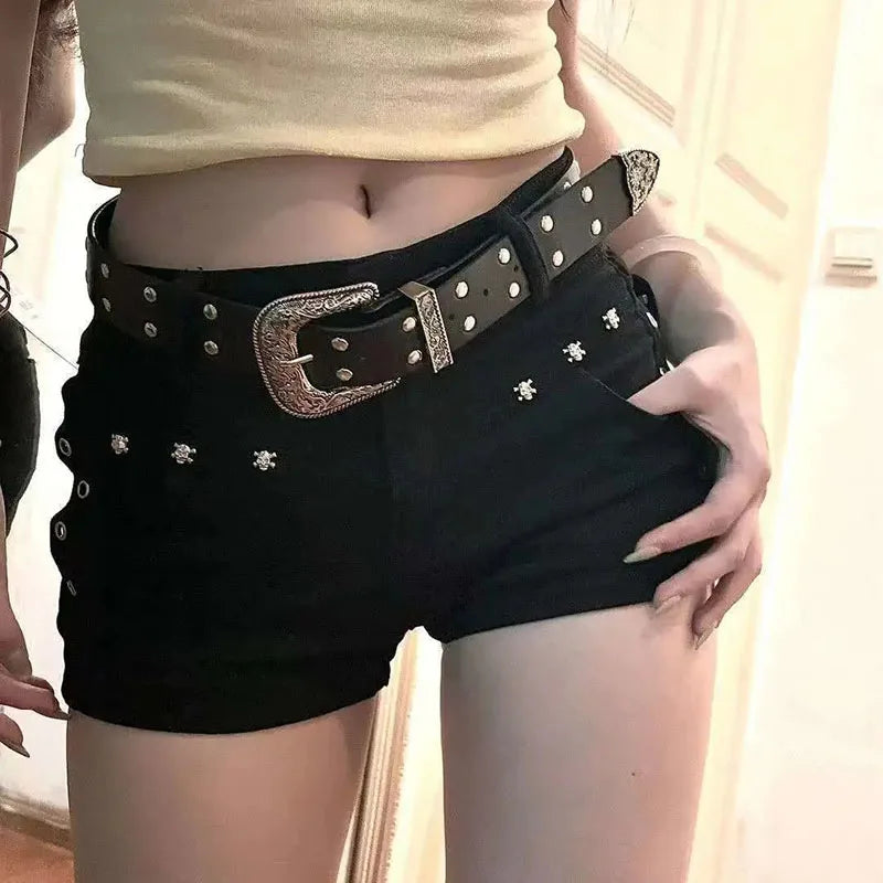 Y2K Goth Stud Detail Shorts