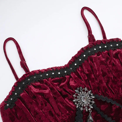Y2K Goth Velvet Midi Dress