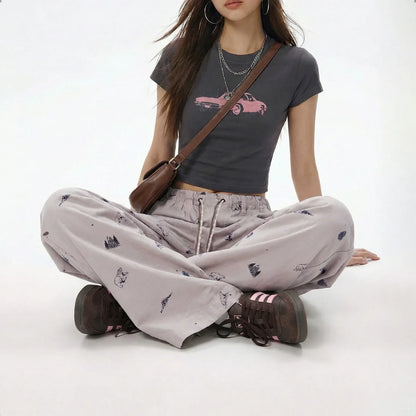 Y2K Graphic Drawstring Pants