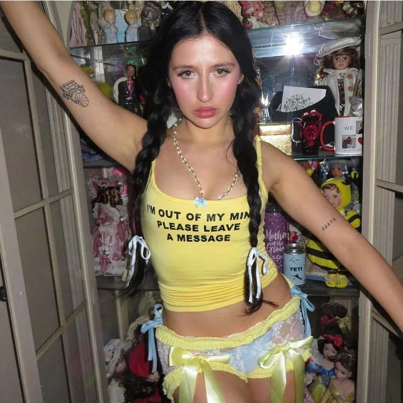 Y2K Graphic Text Tank Top