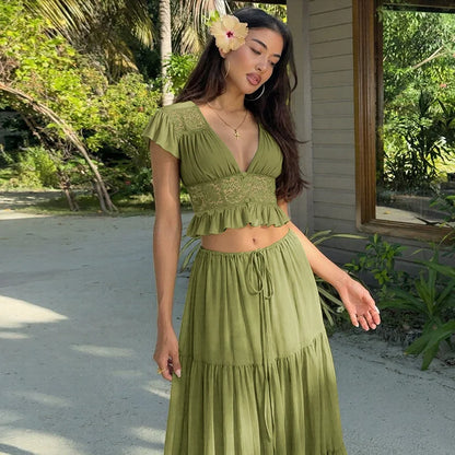 Y2K Green Two Piece Set