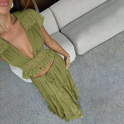 Y2K Green Two Piece Set